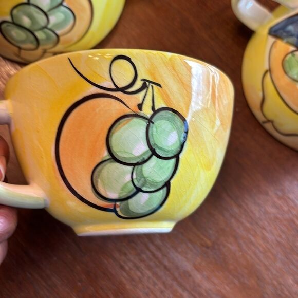 Vintage Bella Ceramica Stoneware "Alfresco" Fruit Pattern Cappuccino Cups (7) - Picture 3 of 5